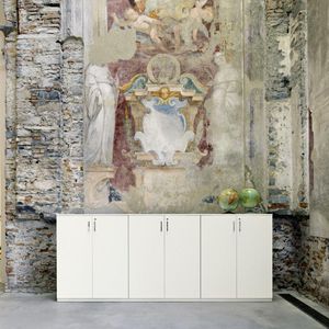 armoire de classement basse / haute / en bois / avec porte battante