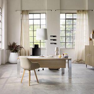 bureau de direction / en plaqué bois / en verre / contemporain