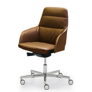 fauteuil de bureau contemporain / en tissu / en cuir / à roulettes