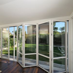 baie vitrée coulissante-empilable / pliante / en aluminium / à double vitrage