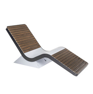 bain de soleil contemporain / en bois massif / en acier galvanisé / pour espace public