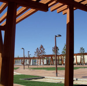 lampadaire urbain / contemporain / en bois / à LED