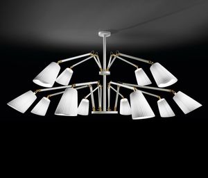 lustre contemporain / en laiton / en tissu / en chrome