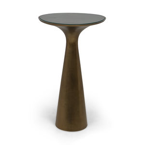 guéridon contemporain / en verre trempé / en laiton / ovale