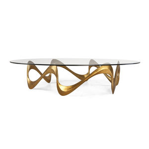 table basse / classique / en verre / en fonte d'aluminium