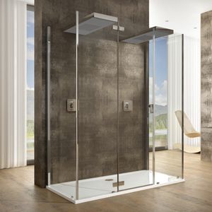 douche en verre / rectangulaire / avec porte battante