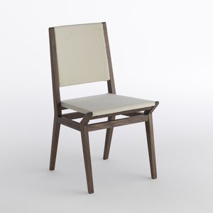 chaise contemporaine / tapissée / en bois massif