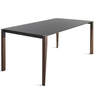table contemporaine / en bois / en métal / rectangulaire