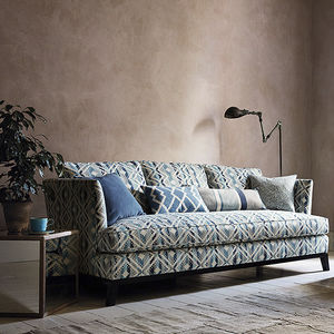 tissu d'ameublement / pour rideaux / motif géométrique / en coton