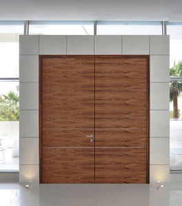 porte d'entrée / battante / en bois / en aluminium