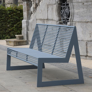 banc public / contemporain / en acier / avec dossier