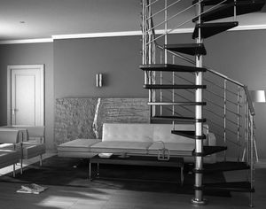 escalier en colimaçon carré / structure en métal / marche en bois / sans contremarche