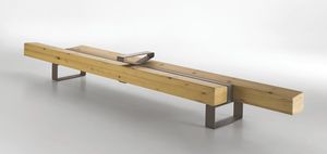 banc public / contemporain / en bois / en acier