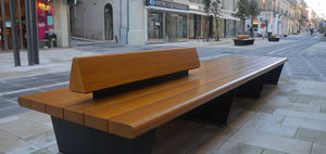 banc public / contemporain / en bois massif / en acier