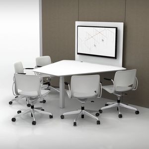 table de réunion contemporaine / pour établissement public / avec prise de courant intégrée / murale