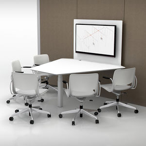 table de réunion contemporaine / en bois / en métal / trapézoïdale