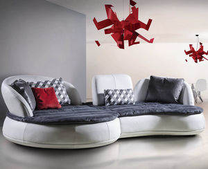 canapé modulable / contemporain / en tissu / en cuir