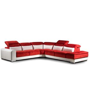canapé d'angle / contemporain / en tissu / en cuir
