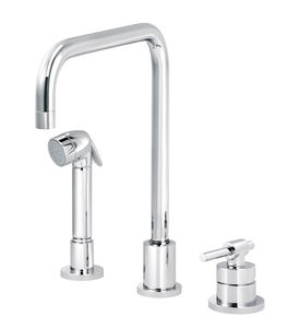 mitigeur en métal chromé / de cuisine / 1 trou / avec douchette extensible