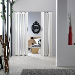 porte intérieure / pliante / en bois / semi-vitrée