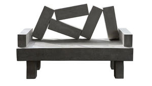 banquette design original / en béton / avec dossier / de jardin