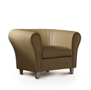 fauteuil visiteur contemporain / en cuir / avec accoudoirs / marron