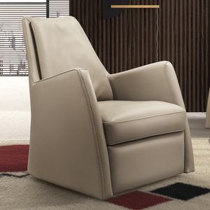 fauteuil contemporain / en cuir / beige
