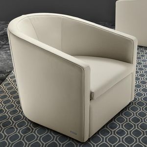 fauteuil contemporain / en cuir / beige