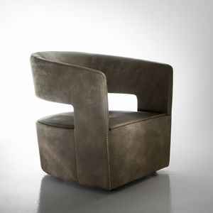 fauteuil contemporain / en cuir / beige