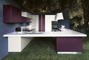cuisine contemporaine / en stratifié / d'extérieur / sans poignée