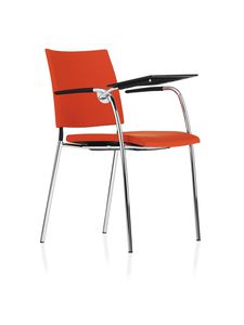 chaise contemporaine / avec accoudoirs / tapissée / empilable