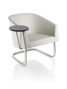 fauteuil contemporain / en tissu / à tablette / piètement central