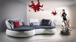 canapé modulable / contemporain / en cuir / en tissu