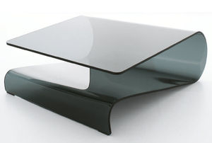table basse contemporaine / en verre / courbée / transparente
