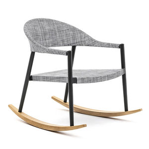 fauteuil contemporain / en bois massif / en iroko / en aluminium peint