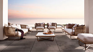 pouf contemporain / en aluminium / de jardin