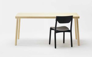 table contemporaine / en bois massif / en frêne / contreplaqué