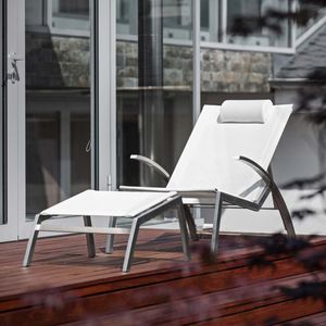 fauteuil contemporain / en acier inoxydable / en Batyline® / avec repose-tête