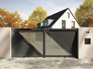 portails coulissants / en aluminium / grillagés / résidentiels