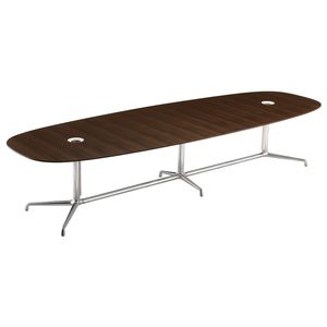 table de réunion contemporaine / en bois / en verre / en fonte d'aluminium
