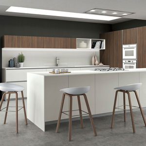 cuisine contemporaine / en mélaminé / avec îlot / sans poignée