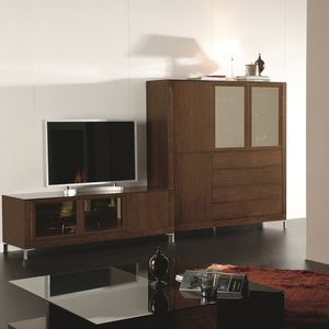 ensemble TV mural contemporain / en bois / en verre / modulable