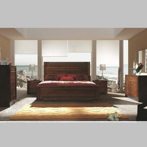 lit double / contemporain / avec tête de lit / en bois