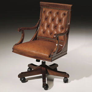 fauteuil de direction classique / en cuir / en bois / pivotant