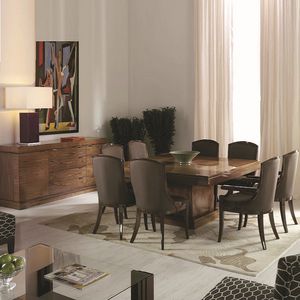 table à manger contemporaine / en bois / carrée / à rallonge