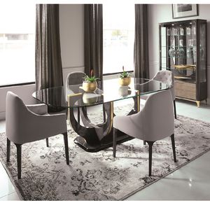 table à manger contemporaine / en bois / en verre / rectangulaire
