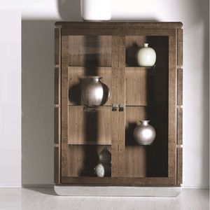 bibliothèque contemporaine / en bois / vitrée