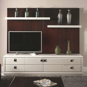 ensemble TV mural contemporain / en bois / en métal