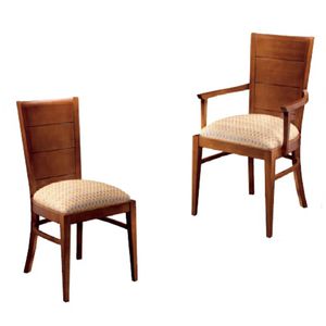 chaise classique / tapissée / avec accoudoirs / à dossier haut
