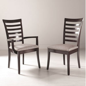 chaise classique / tapissée / avec accoudoirs / à dossier haut
